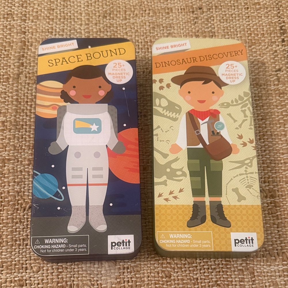 Petit Collage Space and Dinosaur Magnetic Dress Up Sets